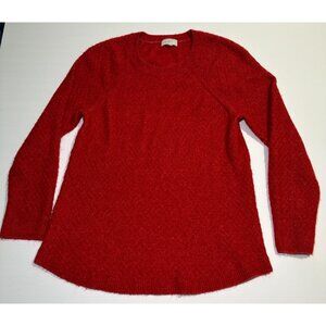 LOFT Outlet Women’s Textured Sweater Red Crew Neck Long Sleeve Size M